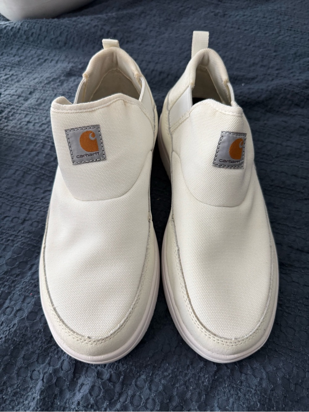 Carhartt Detroit Canvas Men’s Slip-On Canvas Loafers in Cream with Tan Logo